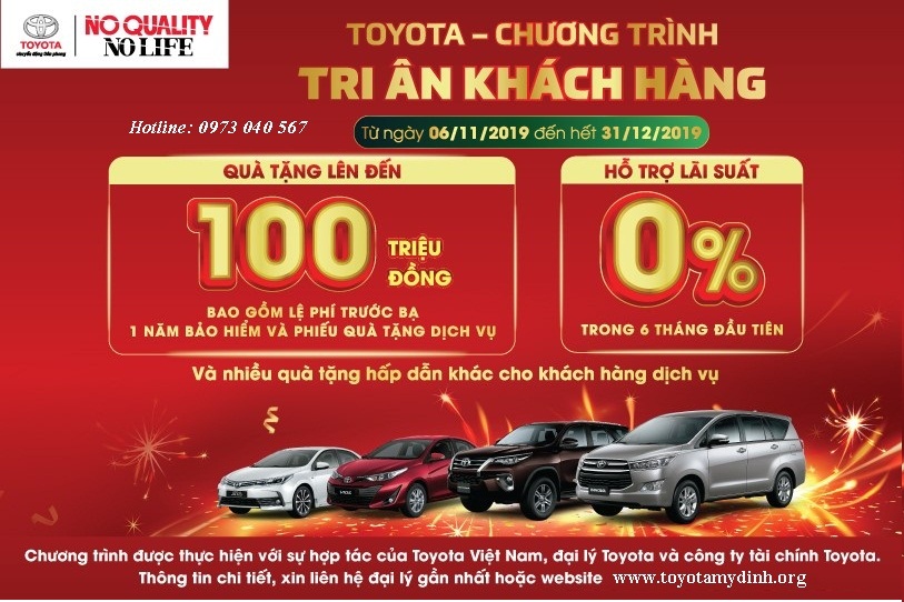 Chương trình siêu khuyến mãi tháng 11, 12-2019 Toyota mỹ đình
